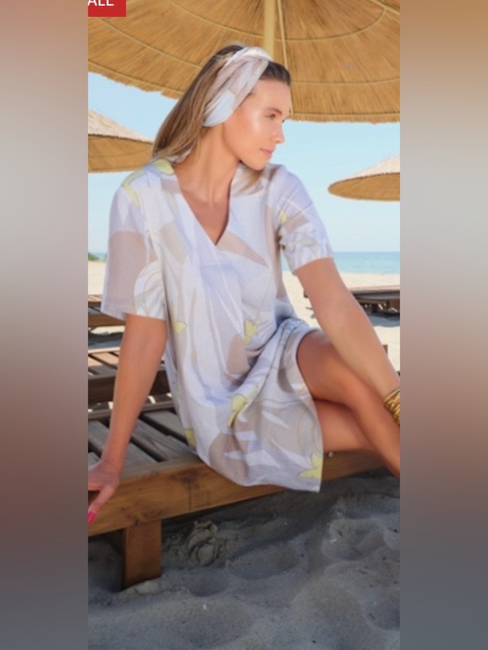 Dolcezza Linen Butterfly Print Dress